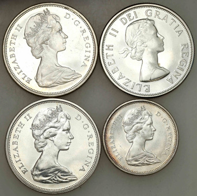 Kanada. 25-50 centów 1964-1967 SREBRO – 4 szt