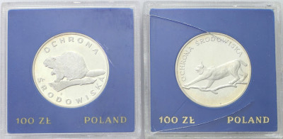 PRL - Zestaw ryś + bóbr 100 zł 1978-79 - SREBRO