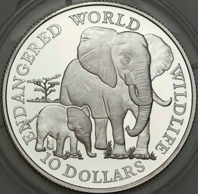Wyspy Cooka. 10 dolarów 1990 Słonie – SREBRO
