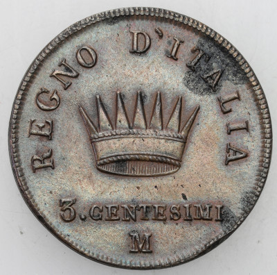 Włochy, Milan. Napoleon I. 3 centesimi 1807 - RZADKIE