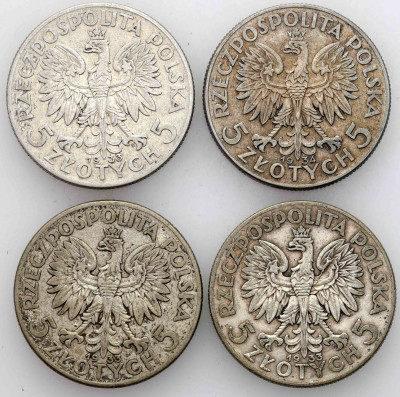 II RP. 5 złotych 1933-1934, 4 szt