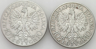 II RP. 10 złotych 1932-1933 Głowa Kobiety – 2 szt