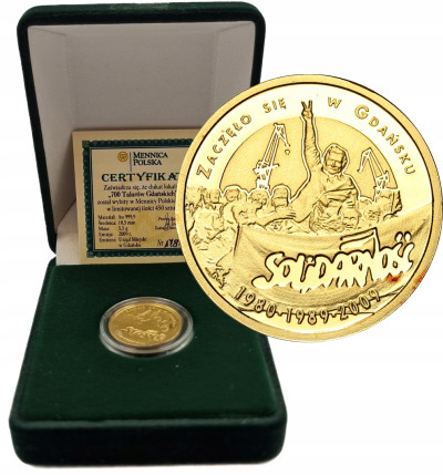 Medal 700 talarów Gdańskich - Solidarność - ZŁOTO