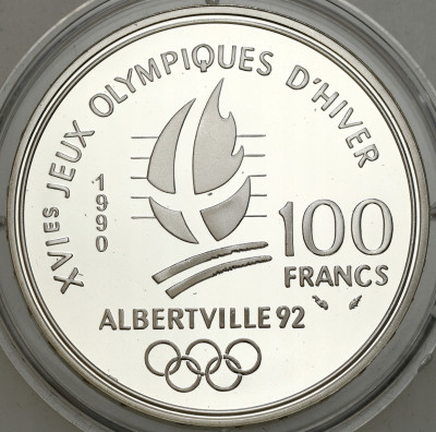 Francja. 100 franków 1990 Igrzyska Bobslej – SREBRO
