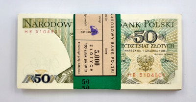 PRL - 50 złotych 1988 HR paczka bankowa – 100 sztuk