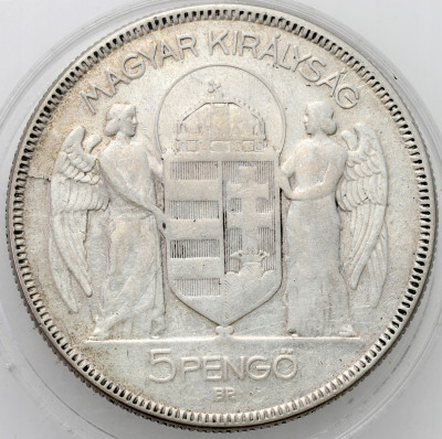 Węgry - 5 pengo 1930 BP, Budapeszt - SREBRO