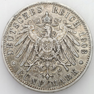 Niemcy, Bawaria, Otto, 5 Marek 1903 D - SREBRO