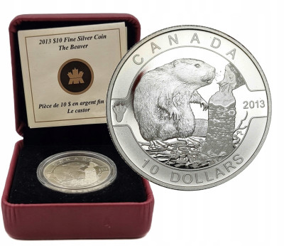 Kanada. 10 dolarów 2013 Bóbr – SREBRO