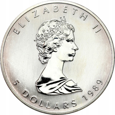 Kanada. 5 dolarów 1989 Liść - UNCJA SREBRA