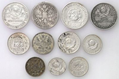Rosja - zestaw 11 monet - SREBRO