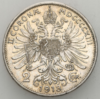 Austria Franciszek Józef I 2 korony 1913 - SREBRO Patyna, resztki połysku.