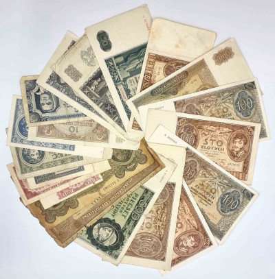 Polska, zestaw 19 banknotów