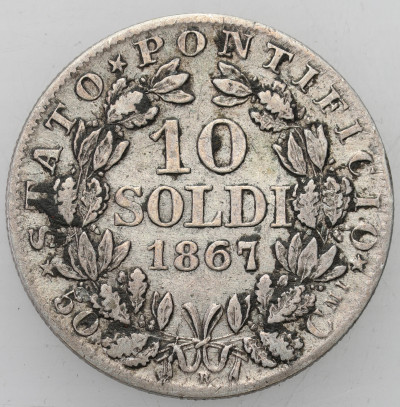 Watykan. Pius IX. 10 Soldi 1867 R