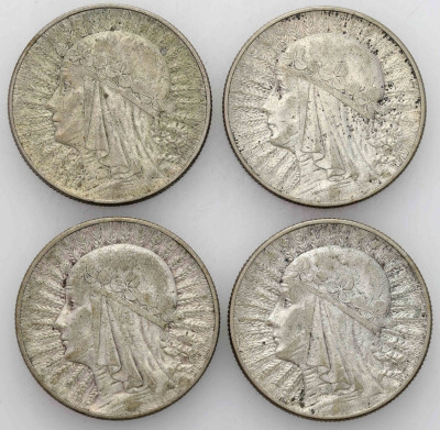 II RP. 5 złotych 1933-1934, 4 szt Obiegowe sztuki. 3 4 x 11 g Ag .750