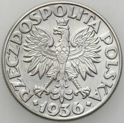 II RP. 2 złote 1936 Żaglowiec - PIĘKNE