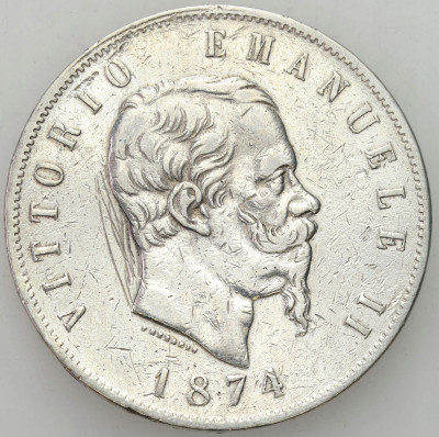 Włochy. 5 Lirów 1874 - SREBRO