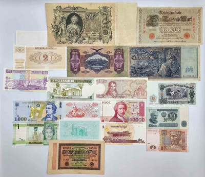 Świat. Zestaw banknotów RÓŻNE – 19 sztuk