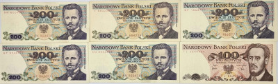 Polska. 100-200 złotych 1976-1979 RÓŻNE SERIE – 6 szt