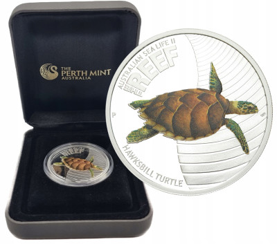 Australia. 50 centów 2011 życie morskie, żółw szylkretowe – SREBRO