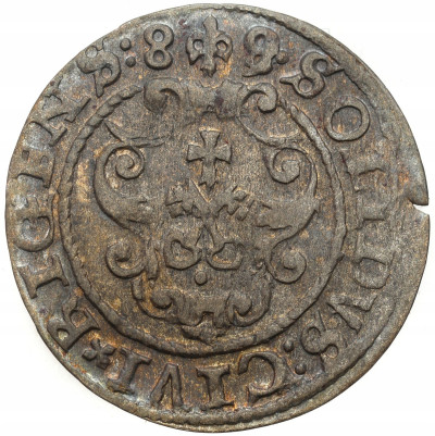 Zygmunt III Waza. Szeląg 1589/8, Ryga – PRZEBITKA