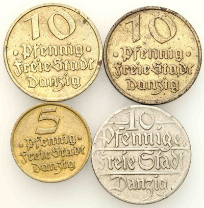 Wolne Miasto Gdańsk/Danzig. 5-10 fenigów 1923-1932 – 4 szt