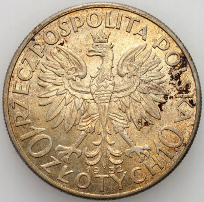 II RP. 10 złotych 1932 bez znaku – ŁADNE