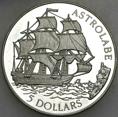 Wyspy Cooka. 5 dolarów 1992 Astrolabe – SREBRO