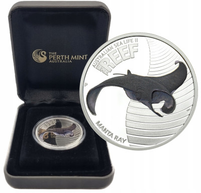 Australia. 50 centów 2012 Australijskie życie morskie – manta – SREBRO