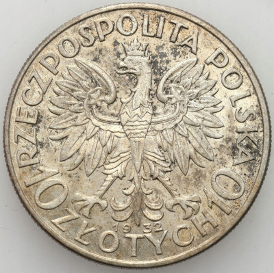 II RP. 10 złotych 1932 bez znaku – ŁADNE