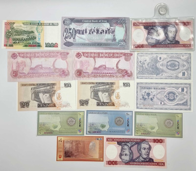 Świat. Banknoty i Bony Miejskie – 14 szt