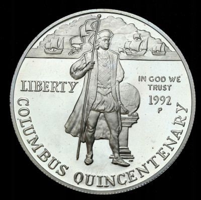 USA - 1 dolar podróż Kolumba 1992 - SREBRO