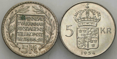 Szwecja. 5 koron 1954 i 5 koron 1966 - SREBRO