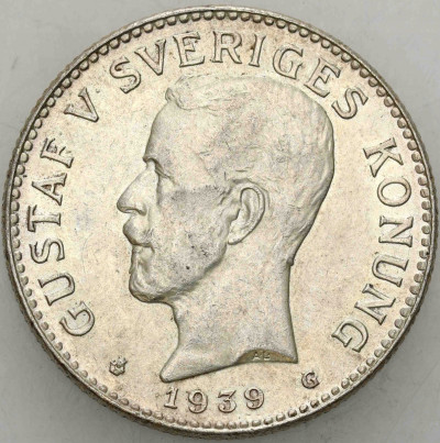 Szwecja, Gustaw V (1907–1950), 2 korony 1939 G, Sztokholm - SREBRO