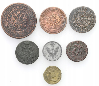 Polska, Rosja, Francja, Cesarstwo Rzymskie, zestaw 7 monet