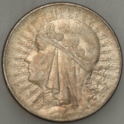 II RP. 10 złotych 1932 głowa kobiety ze znakiem - SREBRO