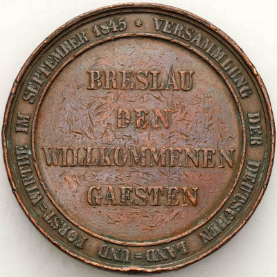 XIX wiek Śląsk Wrocław, medal z 1845 zjazd rolników i leśników we Wrocławiu