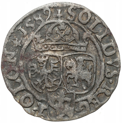 Zygmunt III Waza. Szeląg 1589, Olkusz - znak Półruszt