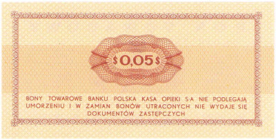 Bon towarowy PEKAO na 5 centów 1969 seria Ea
