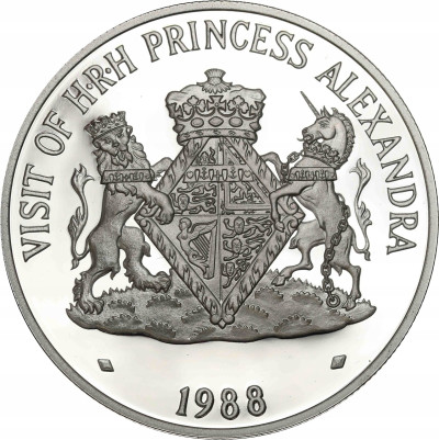 Cayman Islands. 5 Dolarów 1988 - Visit of Princess Alexandra - SREBRO