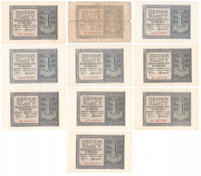 1 złoty 1941 seria, zestaw 10 sztuk