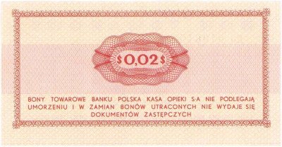 Bon towarowy PEKAO na 2 centów 1969 seria Eo