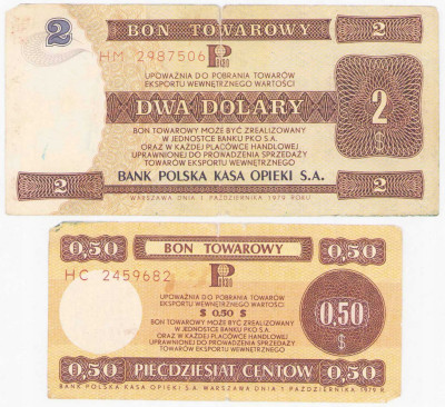 Bon Towarowy – 2 dolary + 50 centów 1979 PKO