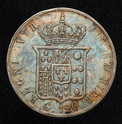 Włochy, Sycylia. Piastra - 120 Grani 1856 - SREBRO 900