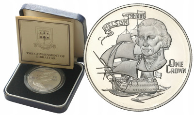 Gibraltar. 1 korona 1980 Horacy Nelson - SREBRO