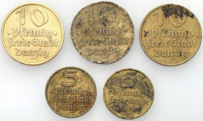 Wolne Miasto Gdańsk/ Danzig. 5-10 fenigów 1932 – 5 szt