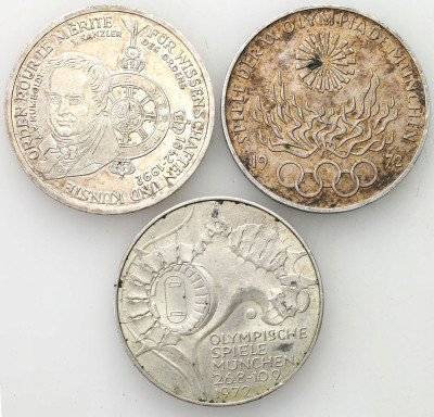 Niemcy. 10 marek 1972-1992 D, J, G SREBRO – 3 szt