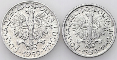 PRL. 2 złote 1958 jagody i 5 złotych 1959 rybak