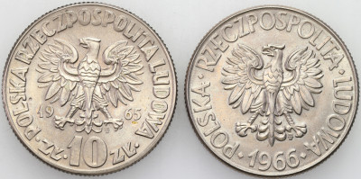 Polska - 10 zł Kopernik 1965 + Kościuszko 1966 zestaw 2 sztuk