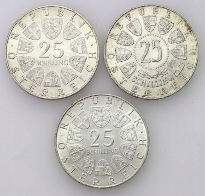 Austria. 25 szylingów 1962-1970 SREBRO – 3 szt