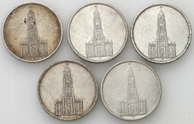 Niemcy. 5 marek 1934 Kościół, Berlin, Hamburg, Stuttgart, – 5 szt